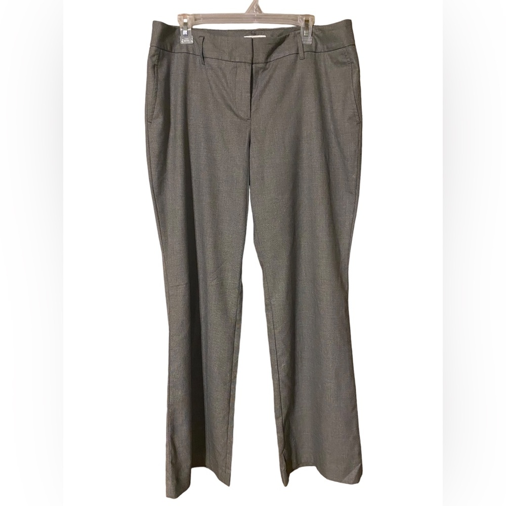 Ann Taylor Loft Julie Straight Pants Women’s Size 14 Gray Knit Mid Rise Career